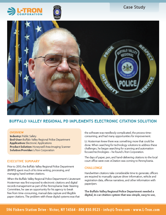 Electronic Citation Case Study with the Buffalo Valley Regional Police Department