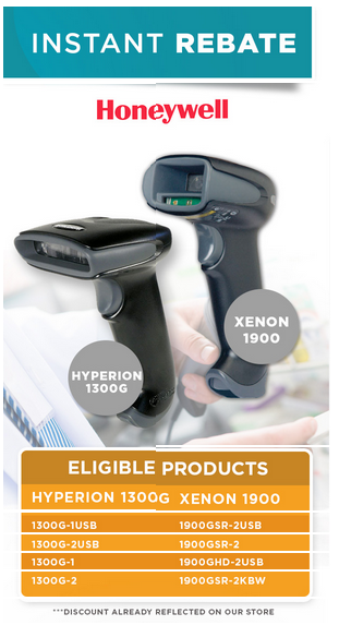 Honeywell Instant Rebate Xenon 1900GSR and Hyperion 1300G