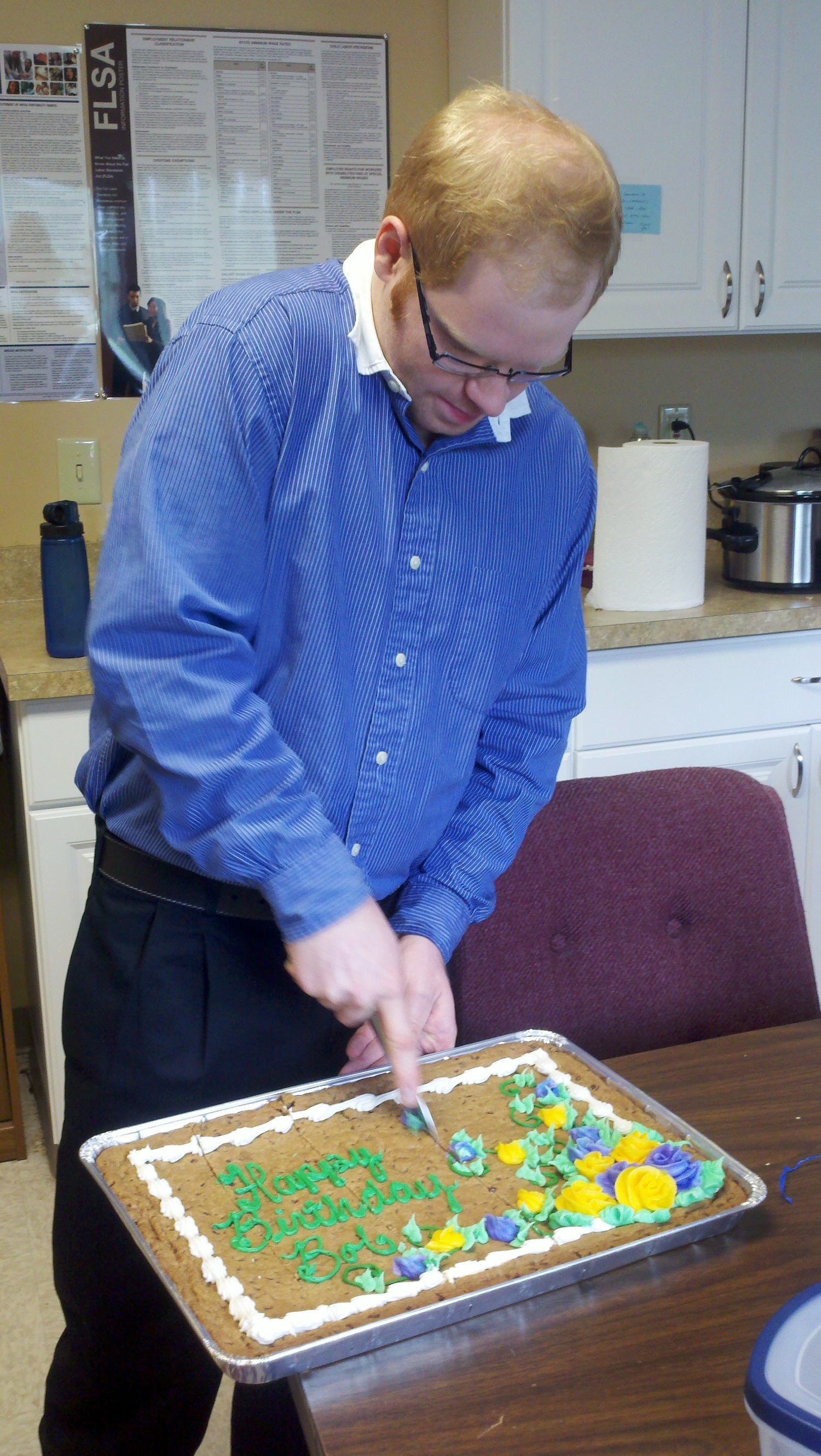 Bob Cutting His Birthday Cookie