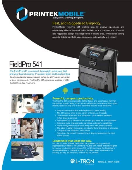 FieldPro 541 Data sheet