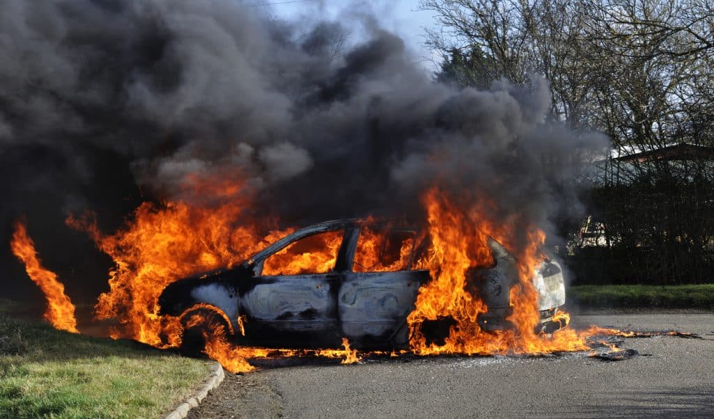 car fire scene