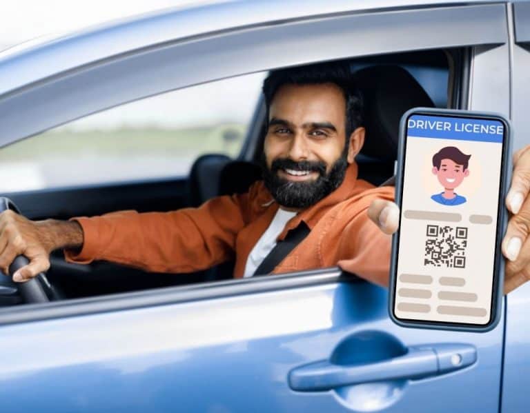 how do mobile driver's licenses work? man presenting a mobile driver's license