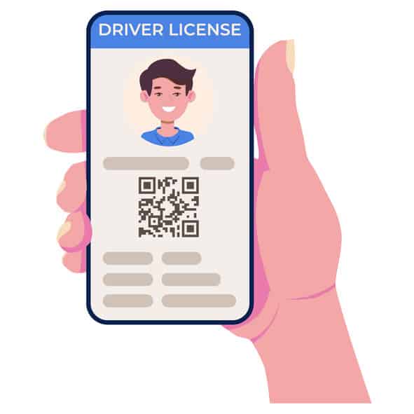 mobile driver's license presented on a cell phone