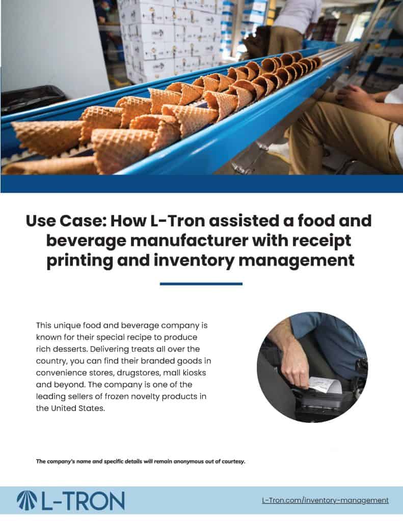 L-Tron assisted this food and beverage manufacturer with receipt printing and inventory management case study image